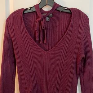 Maroon sweater neck tie